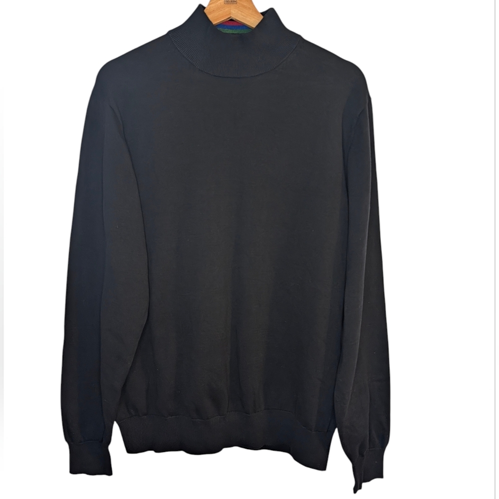 Paul Frederick Men's Mock Neck Black Sweater Size Large NWT